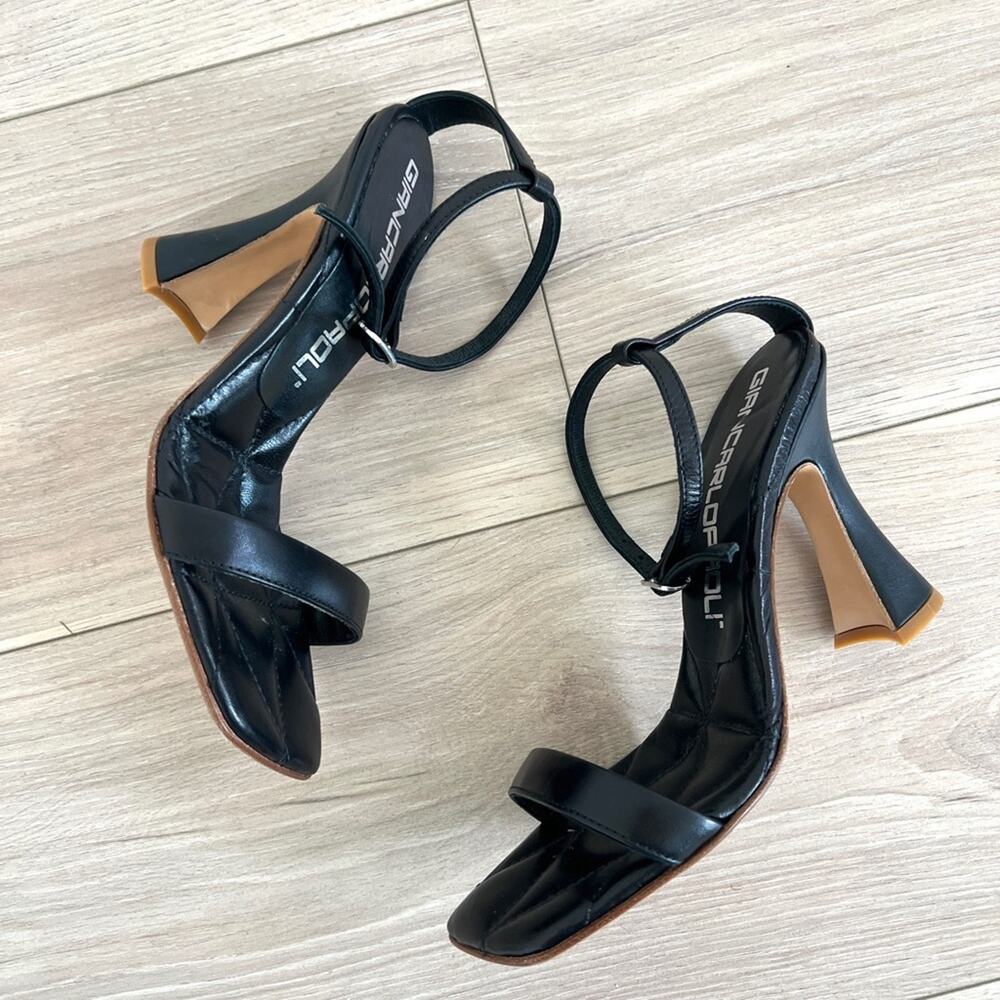 GIANCARLO PAOLI black strappy heels / size EU 37 US 7